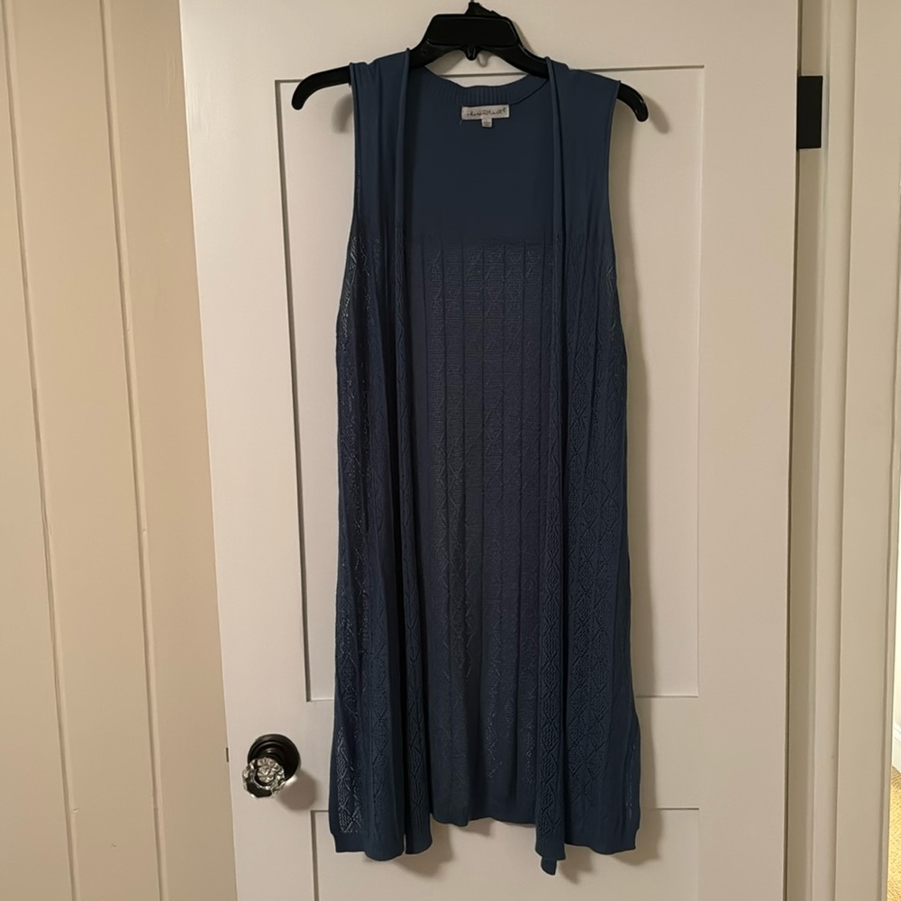 Keren Hart Large sleeveless open knit cardigan duster